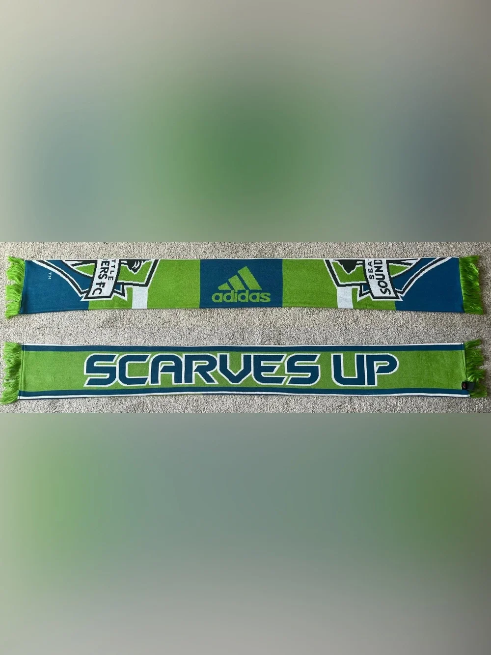 Seattle Sounders Scarves Up Adidas Split Half Logo Soccer Scarf